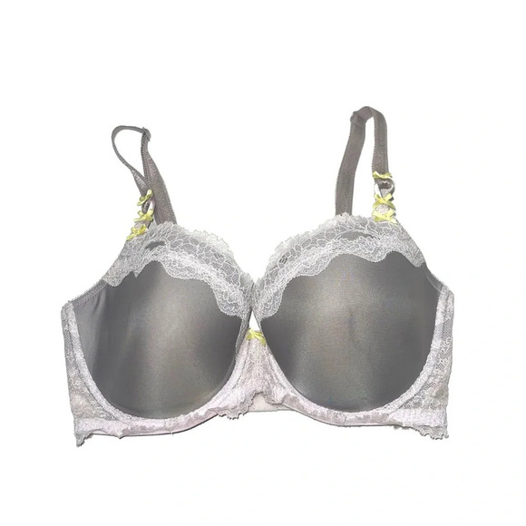 Victoria’s Secret Dream Angels Lined Demi Bra Light Gray Lace Trim 32F Women’s - Picture 9 of 9